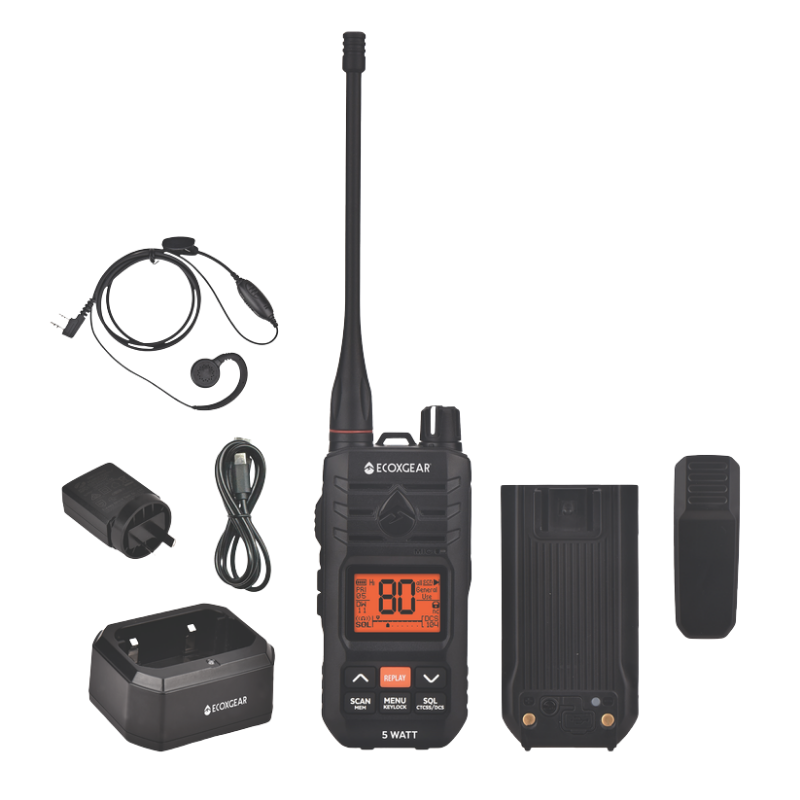 ECOXGEAR 5.0W UHF CB Handheld Radio | IP67 | Black | EXG510S