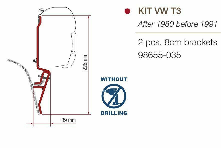Fiamma Awning VW T2/T3 Fitting Brackets