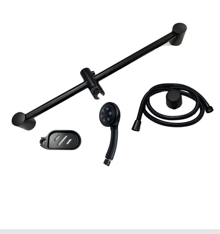Coast BLACK Shower Rail W/Hose, Rose & Soap Dish. SRL-GB04