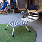 COAST Height Adjustable - Folding ALUMINUM RV Step (150KG Capacity)