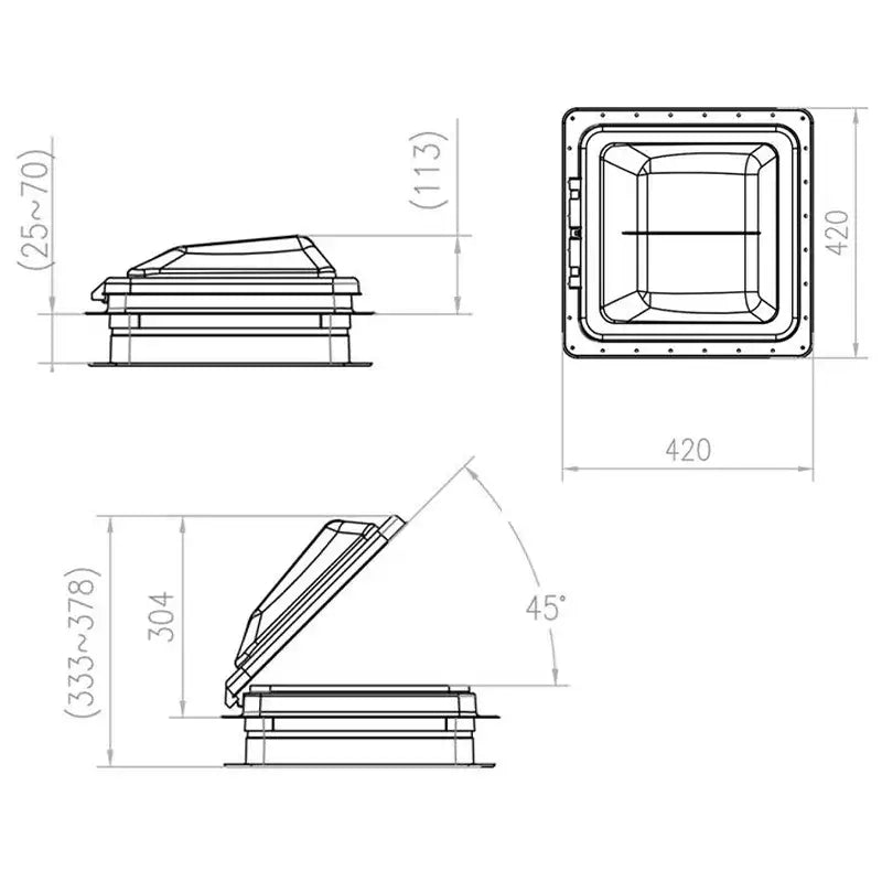 Coast RV 14x14 Black Std Wind-Up Roof Vent