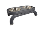 Travellers TWIN Pet Bowl - Height Adjustable - Grey