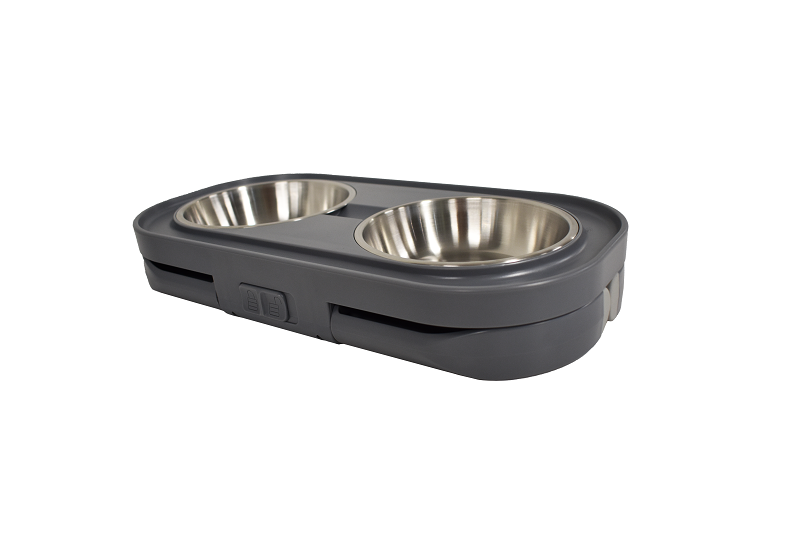 Travellers TWIN Pet Bowl - Height Adjustable - Grey
