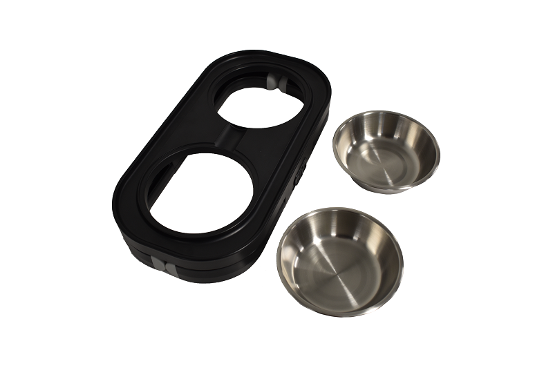 Travellers TWIN Pet Bowl - Height Adjustable - Grey