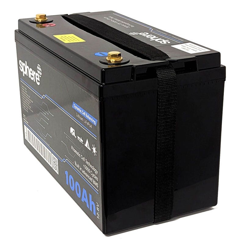 Sphere 12V 200AH Lithium Rechargeable Prismatic Battery