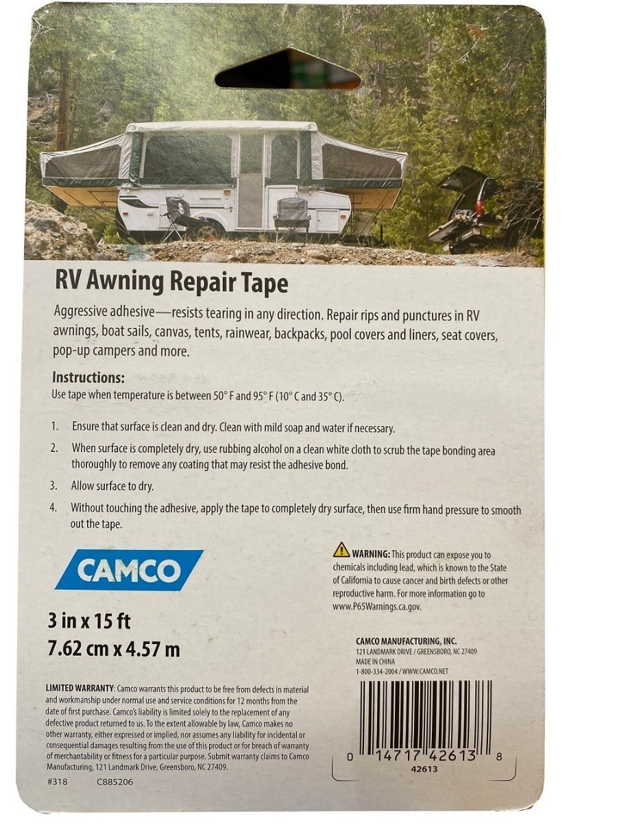 CAMCO RV AWNING REPAIR TAPE " 7.6cm wide x 4.57m long