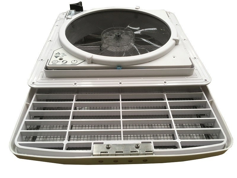 MaxxFan Deluxe with Rain Dome, Thermostat, Power Lift and Remote