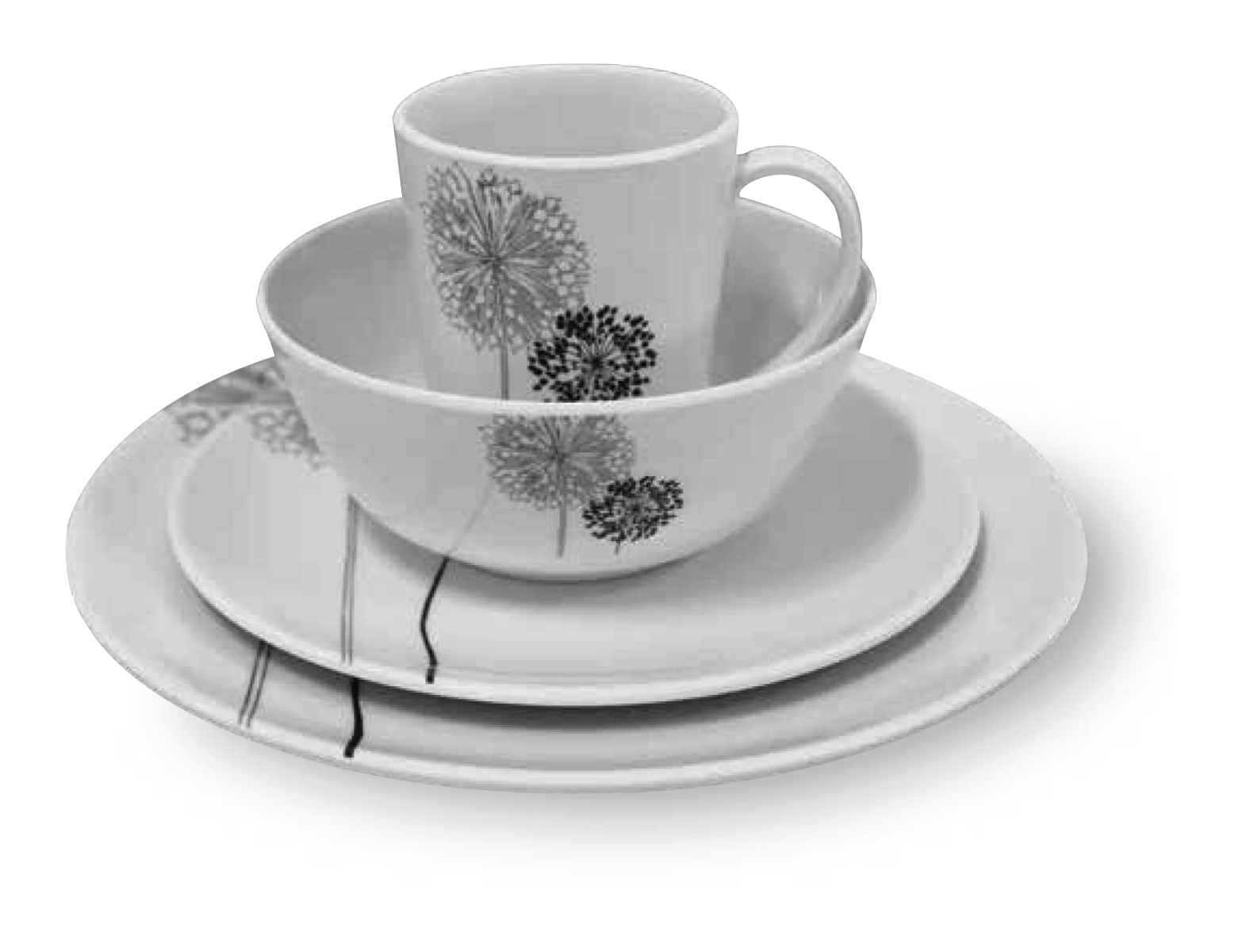 Coast 100% Melamine 16pcs Dinner Set - DANDELIONS