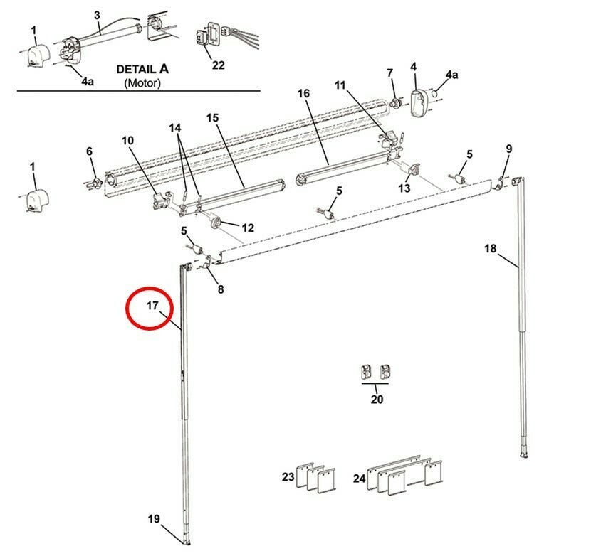 Freedom L/H Vertical Support Leg - Used with 2.44m & 2.57m