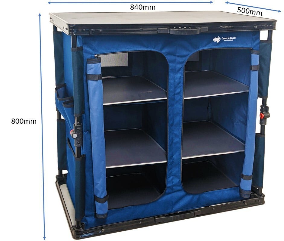 COAST BLUE COLLAPSIBLE CAMP CUPBOARD - 30KG Rated