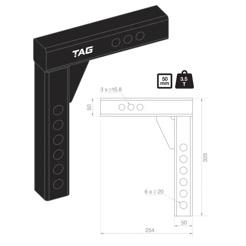 TAG 100mm Drop Weight Distribution Shank. WDHS-100