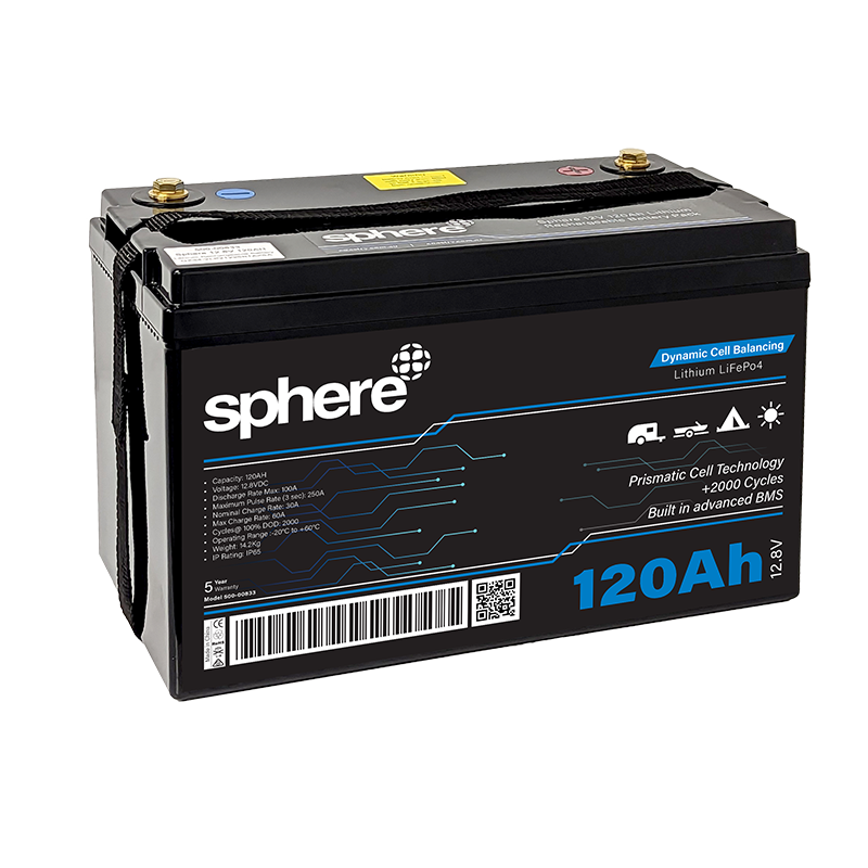 Sphere 12V 120AH Lithium Rechargeable Prismatic Battery