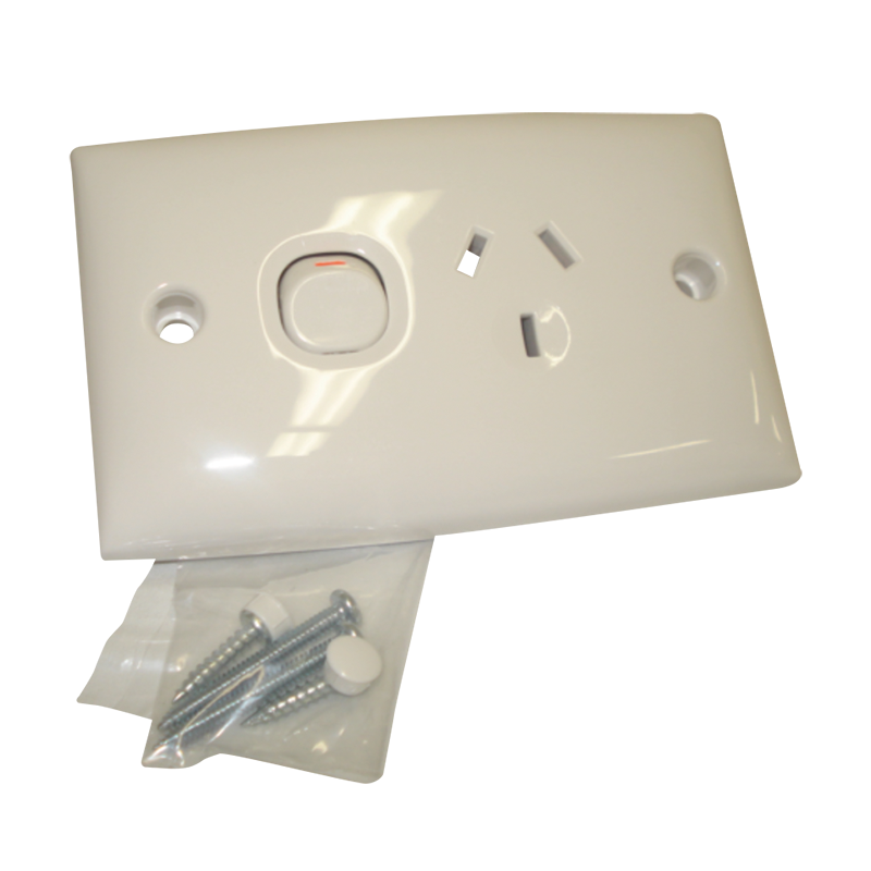 Single Power Point Double Pole 15D White