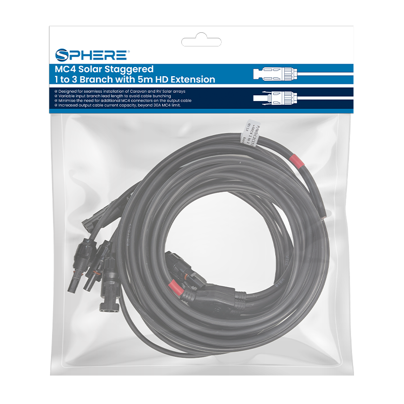 SPHERE MC4 Solar Staggered 1 to 3 Branch with 5m HD Extension
