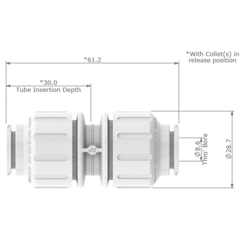 JG Watermark 12mm Equal Straight Connector