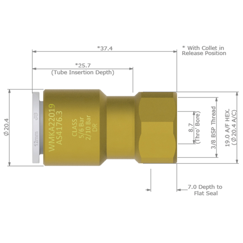 JG Watermark 12mm Female Adaptor