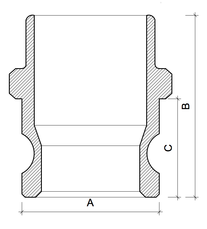 POLY CAMLOCK F.- Male Connector to MBSP Thread - 25mm. 